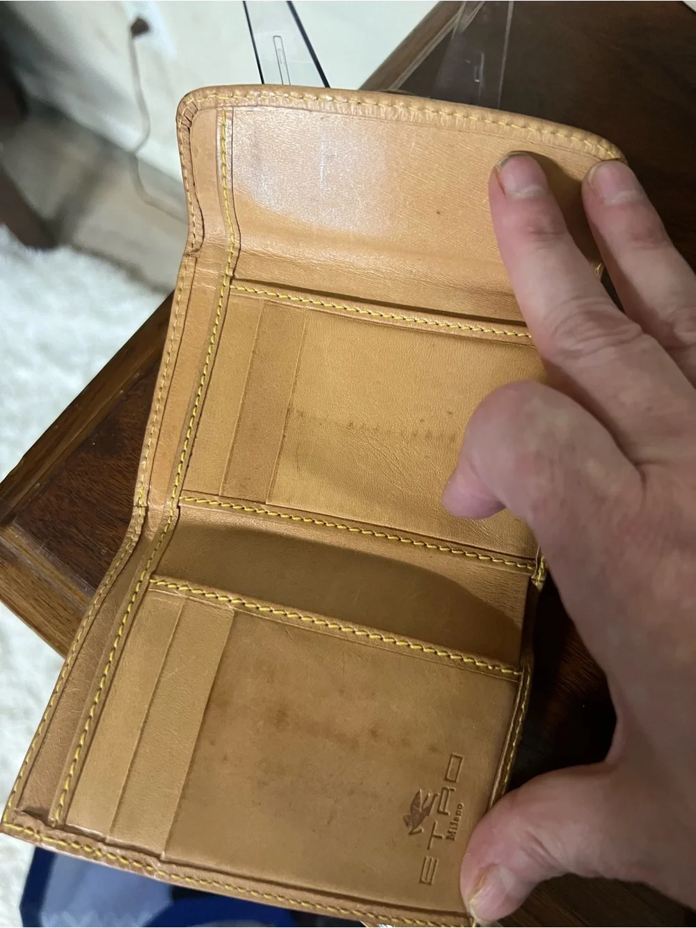 Etro Milano Bifold Wallet in Signature Paisley with Tan Leather Trim